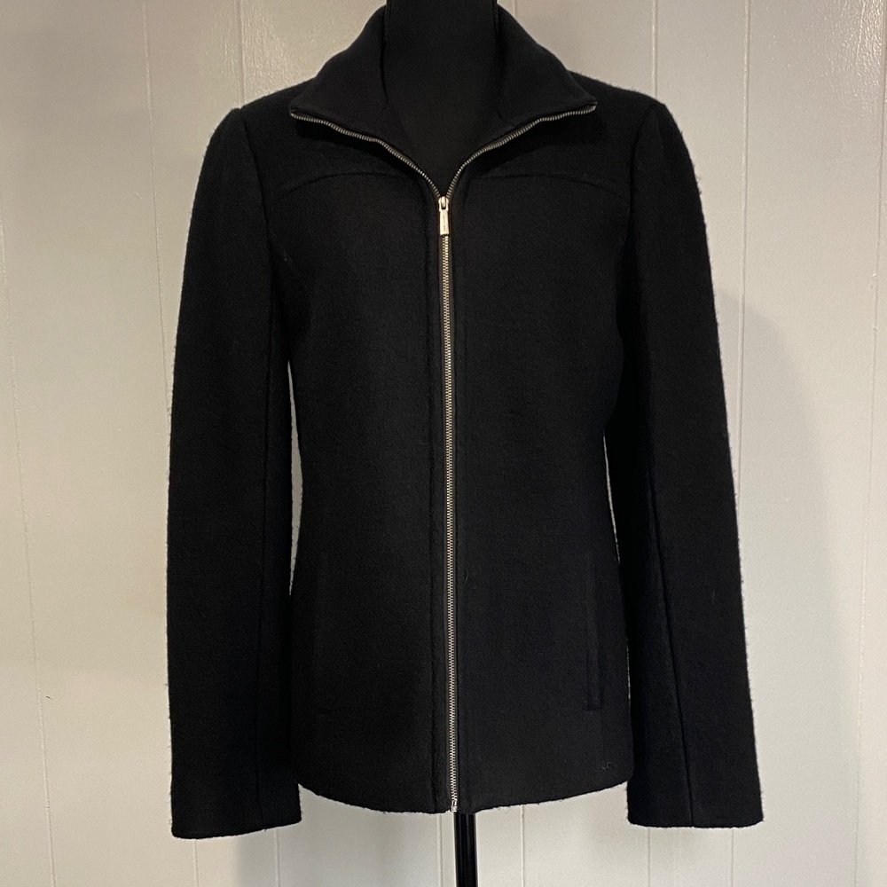 Preppy Wool Classic Jacket Bouclé Capsule Wardrobe Career Lands End Black Size 6